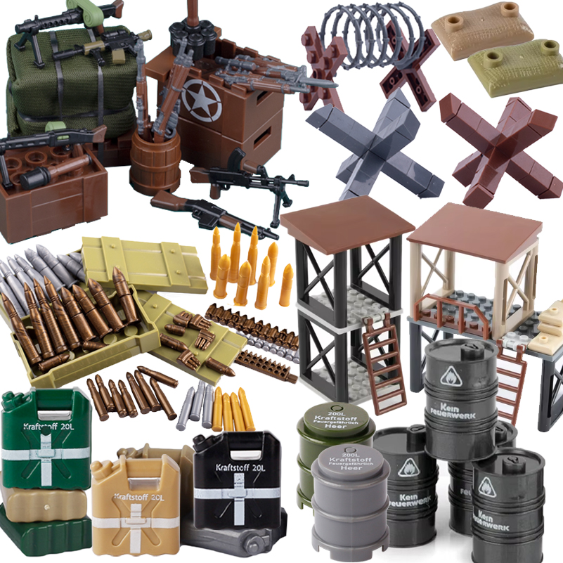 Lego Minifigure Holder - WW2 Military Oil Drum Fuel Tank