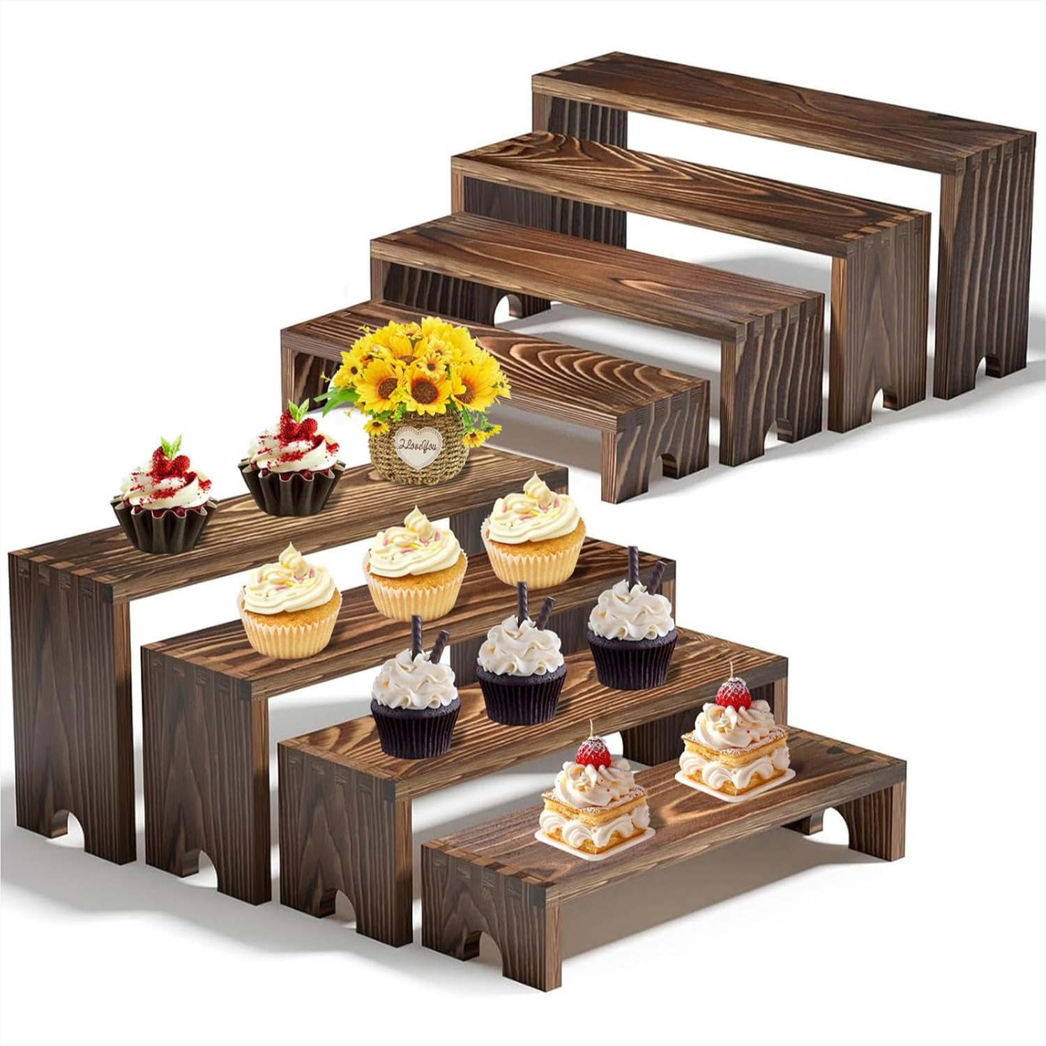 2 Tier Wooden Cupcake Stand Se - Display Risers Set review and price