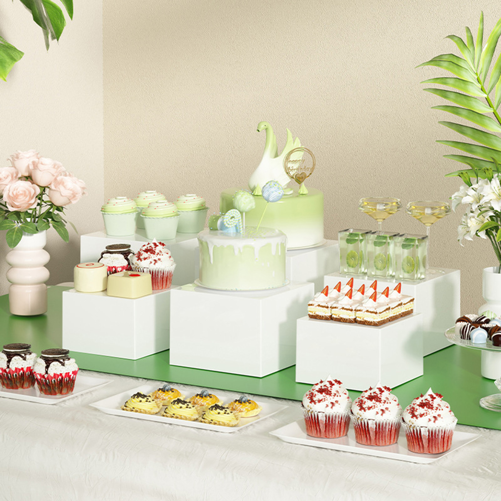 6x Acrylic Buffet Riser Desser - Display Risers Set review and price